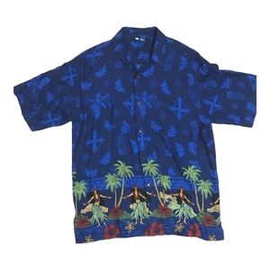 Hula Dancers Hawaiian Shirt 100% Rayon Large